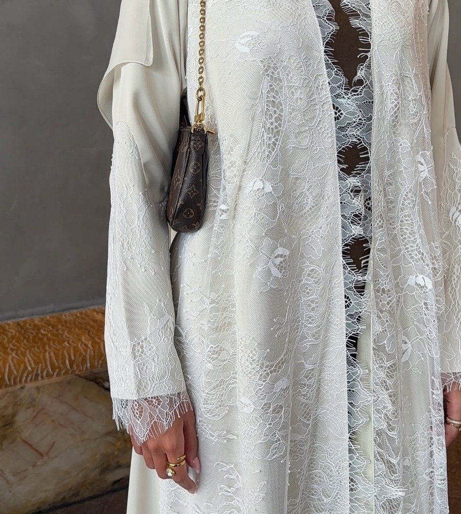 Ivory Lace Couture Abaya