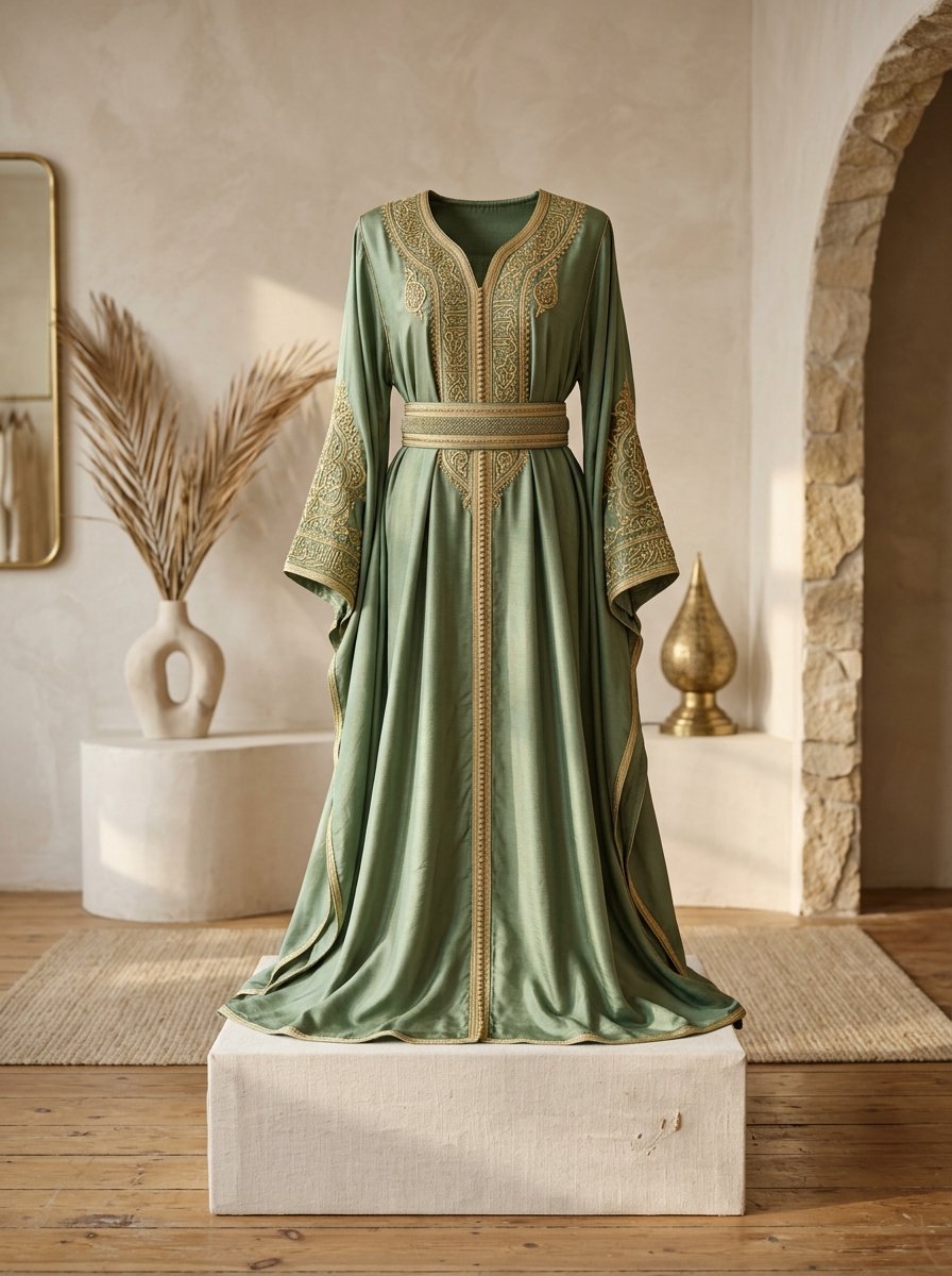 Royal Emerald Chiffon Kaftan