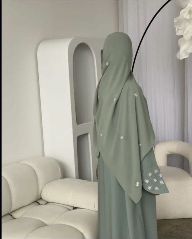 Sage Green Embroidered Abaya