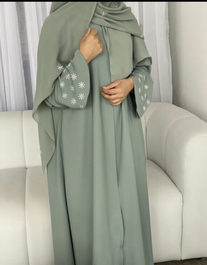 Sage Green Embroidered Abaya