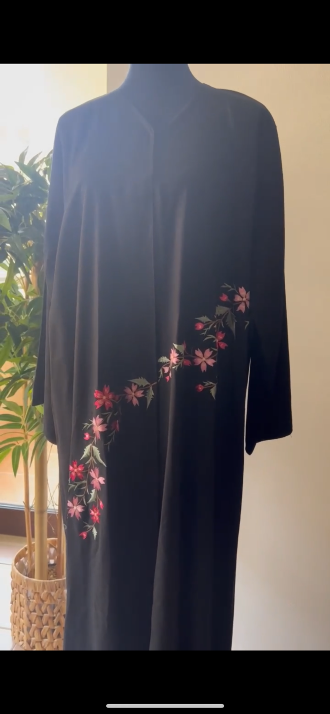 Floral embroidery abaya