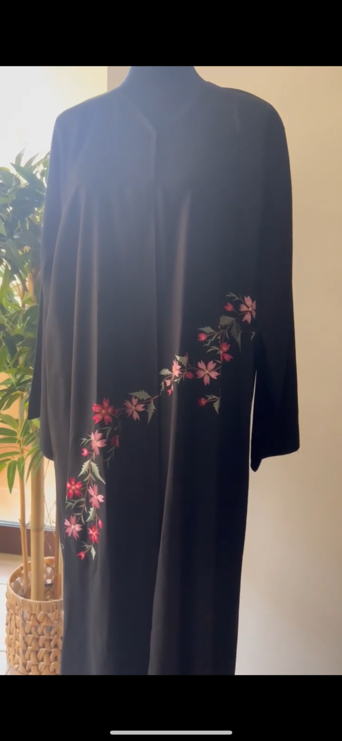 Floral embroidery abaya