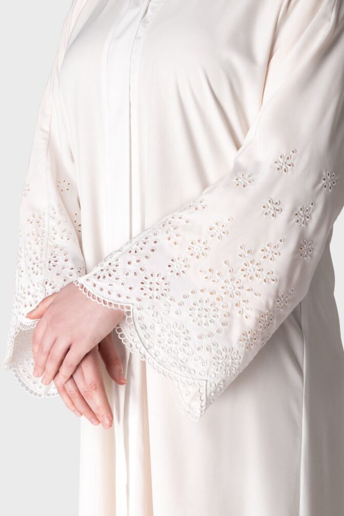 White chikankari abaya