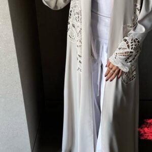 Offwhite cutwork abaya