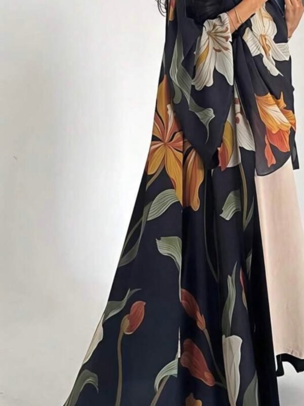 Black printed abaya
