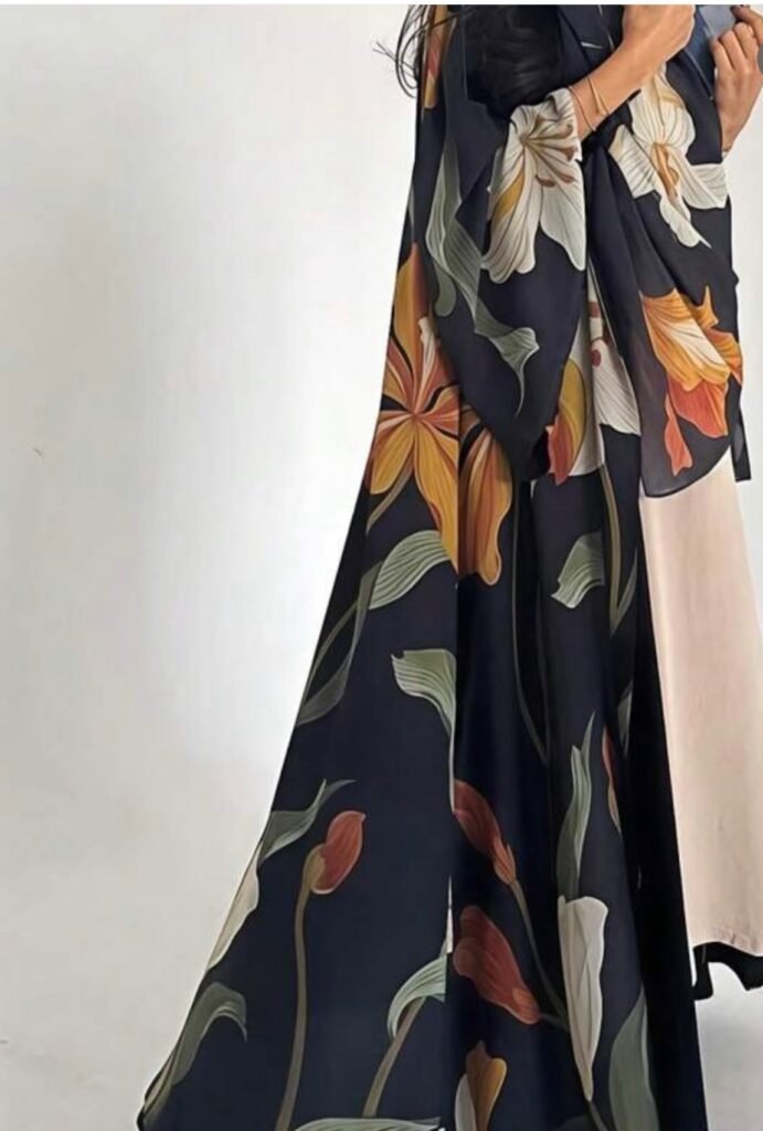 Black printed abaya
